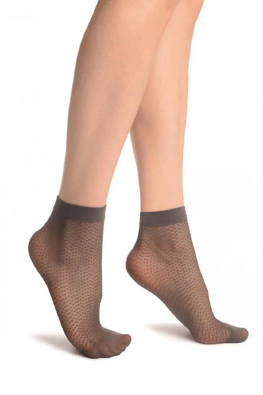 Women's no - show socks with a floral motifGrey Woven Dots Ankle High Socks