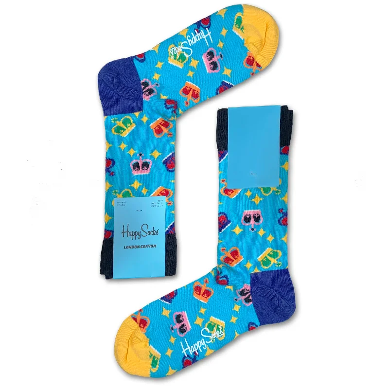 Women's silk - lined socks for a luxurious feelHappy Socks Women's Crew Socks - London Edition Crown