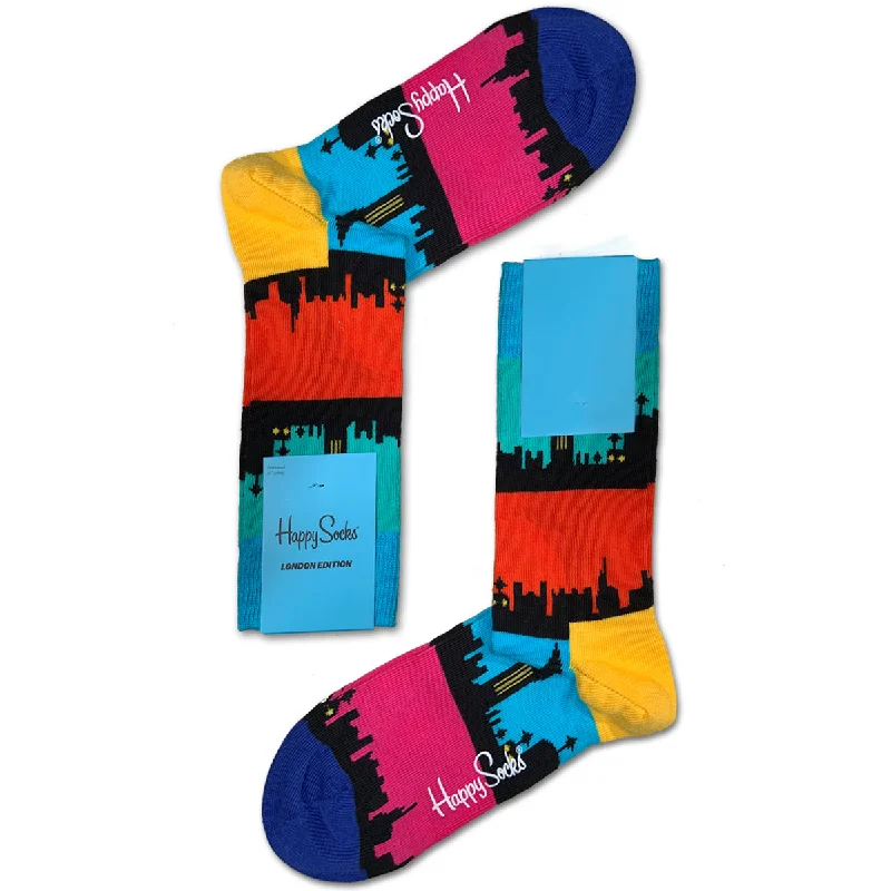 Women's satin - trimmed socks for a touch of eleganceHappy Socks Women's Crew Socks - London Edition Skyline