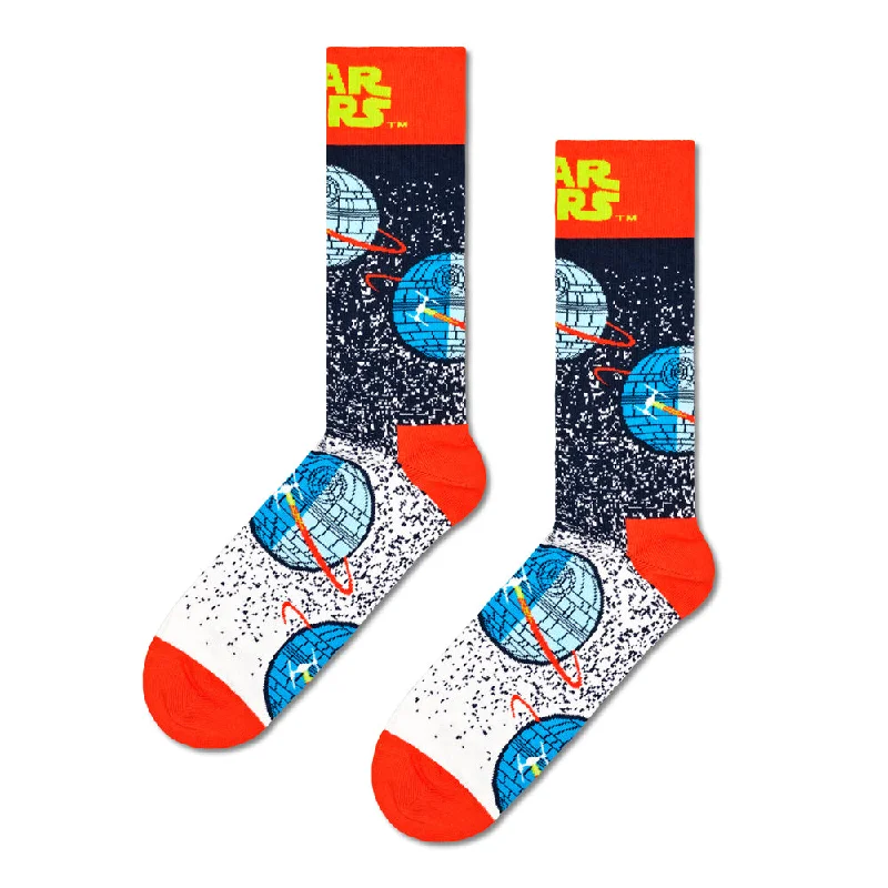 Women's satin - trimmed socks for a touch of eleganceHappy Socks x Star Wars Women's Crew Socks - Death Star