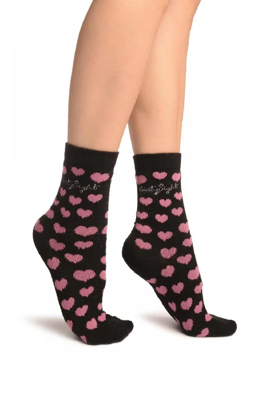 Women's microfiber socks for a lightweight optionHearts On Black Angora Ankle High Socks