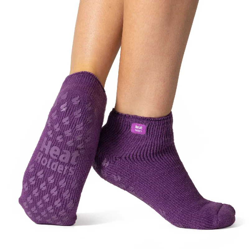 Women's no - show socks with a floral motifLadies Original Ankle Slipper Socks - Lilac/Mauve