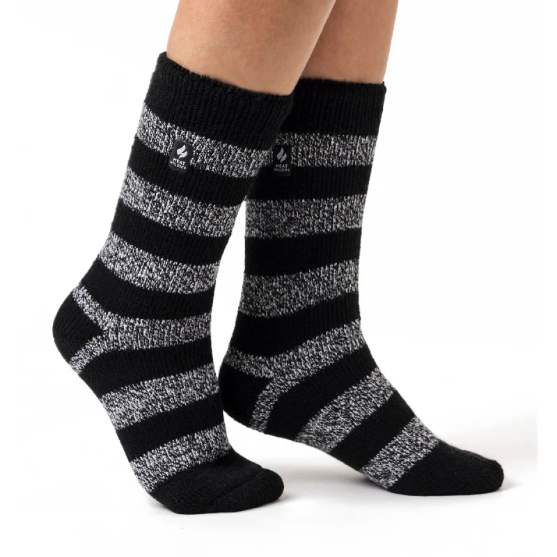 Women's cushioned sole socks for shock absorptionLadies Original Tuscany Chunky Stripe Socks - Black & White