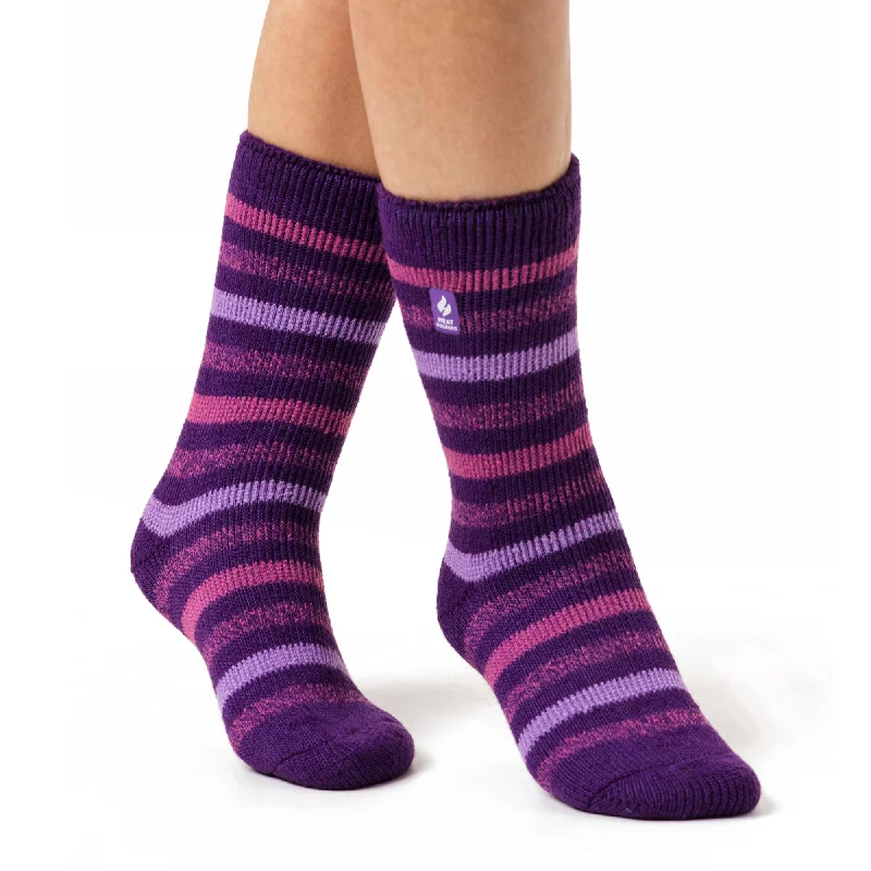 Women's nylon - reinforced socks for durabilityLadies Original Rosebud Stripe Socks - Purple