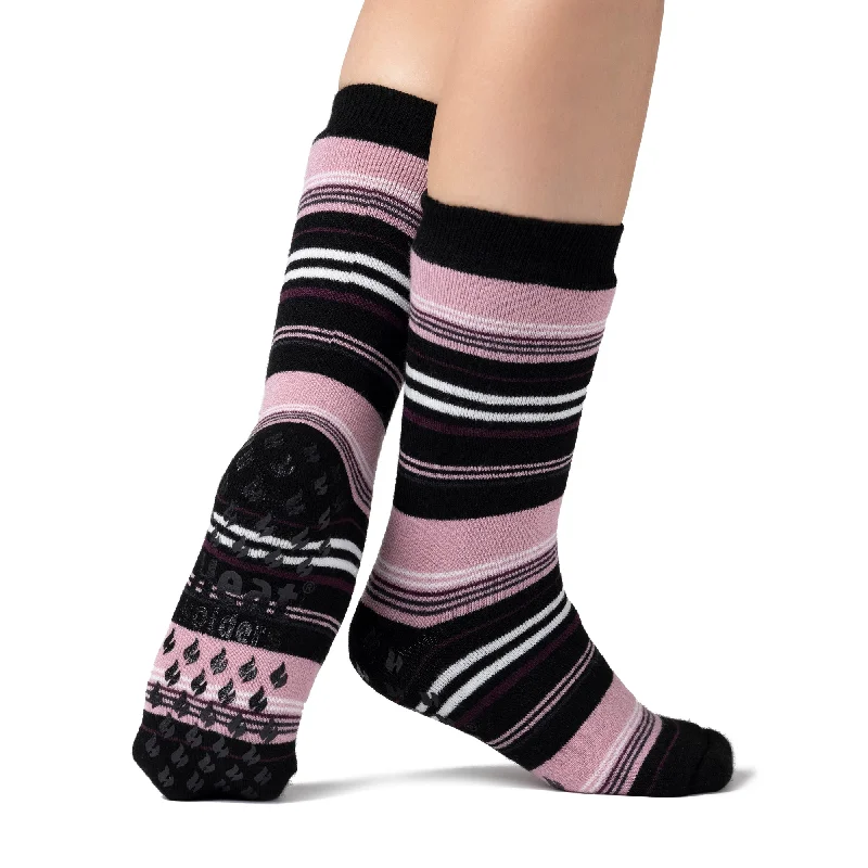 Women's compression socks for improved circulationLadies IOMI Dual Layer Raynaud's Slipper Socks - Black Stripe