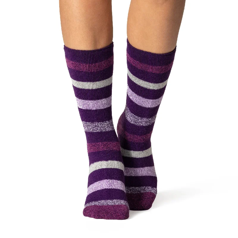 Women's crew socks with a polka - dot printLadies Lite Jasmine Socks - Purple Stripe