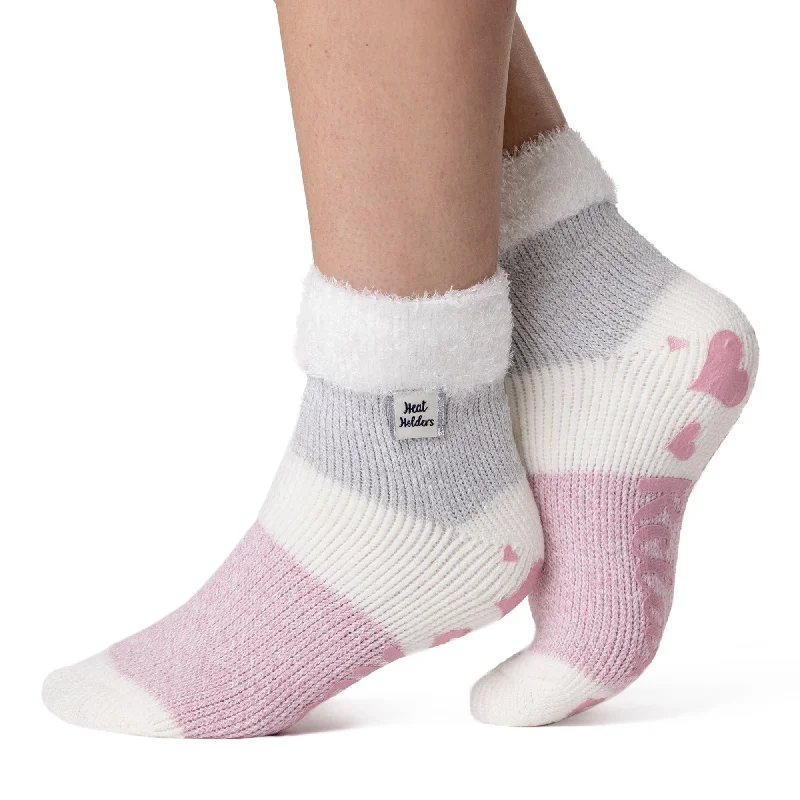 Women's non - slip socks for safetyLadies Original Lounge Socks with Comfy Feather Top - Auriga Ivory & Rose