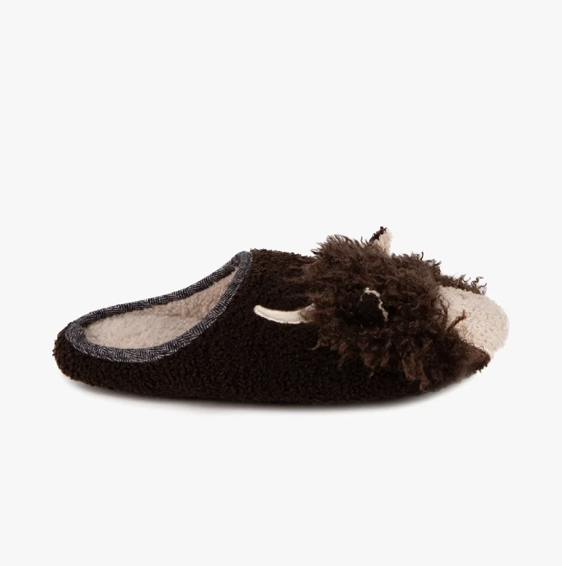 Women's ankle socks with a frilly edgeNOVELTY APPLIQUE MULE Slippers Mens Brown