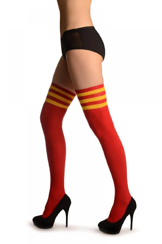 Women's ankle socks with a frilly edgeOrange Stripes On Red (Referee)