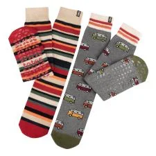 Women's anti - odor socks for long - day freshnessORIGINAL SLIPPER SOCKS (TWIN PACK) Mens Socks Campervan / Stripe