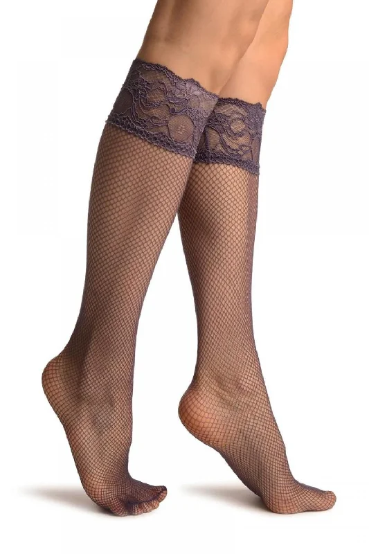 Women's adjustable - fit socks for a customized feelPurple Fishnet With Silicon Lace Socks Knee High