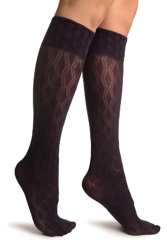 Women's argyle - patterned thigh - high socksPurple With Double Rhomb Socks Knee High