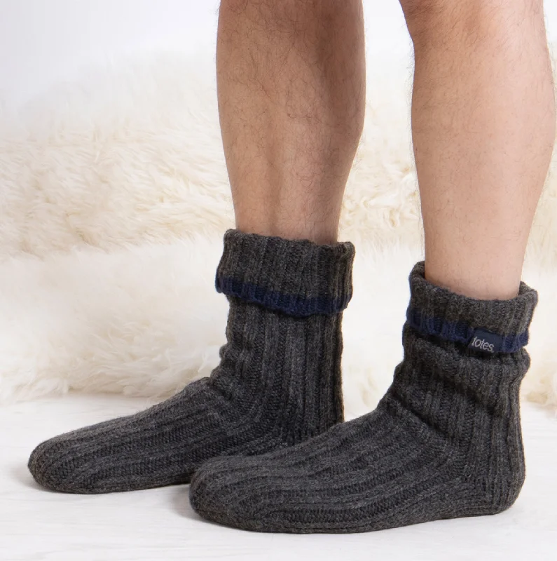 Women's leather - look socks for an edgy styleRECYCLED CHUNKY SLIPPER SOCK Mens Grey