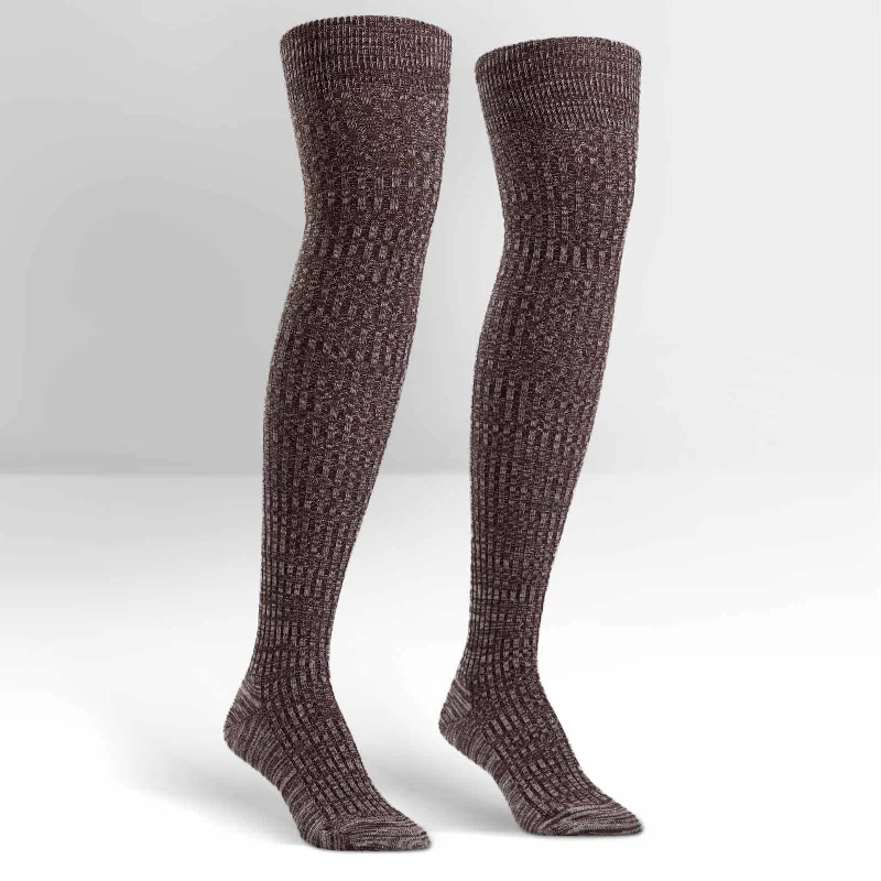 Women's thermal socks for cold weatherSock It To Me Women's Over the Knee Socks - Brown Mixed Rib