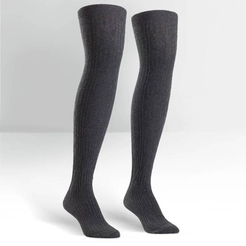 Women's spandex - infused socks for stretchSock It To Me Women's Over the Knee Socks - Charcoal Grey Cable