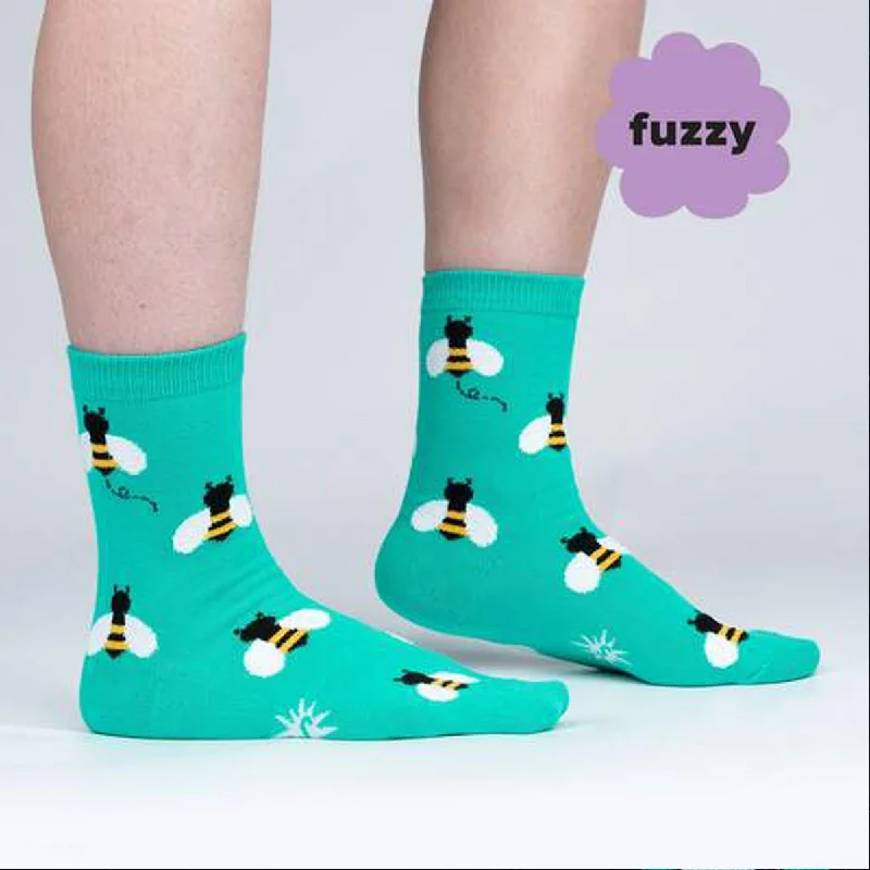 Women's spandex - infused socks for stretchSock It To Me Women's Crew Socks - Bee Happy