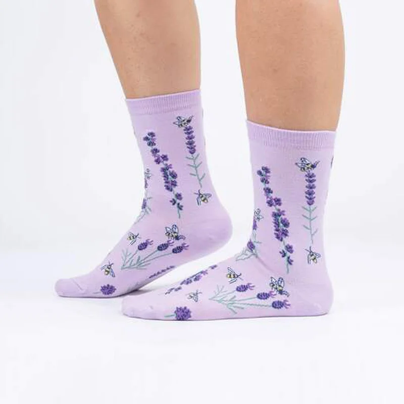 Women's knee - high socks with lace trimSock It To Me Women's Crew Socks - Bees & Lavender