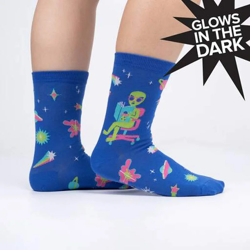 Women's no - show socks with a floral motifSock It To Me Women's Crew Socks - Intergalactic Reading List