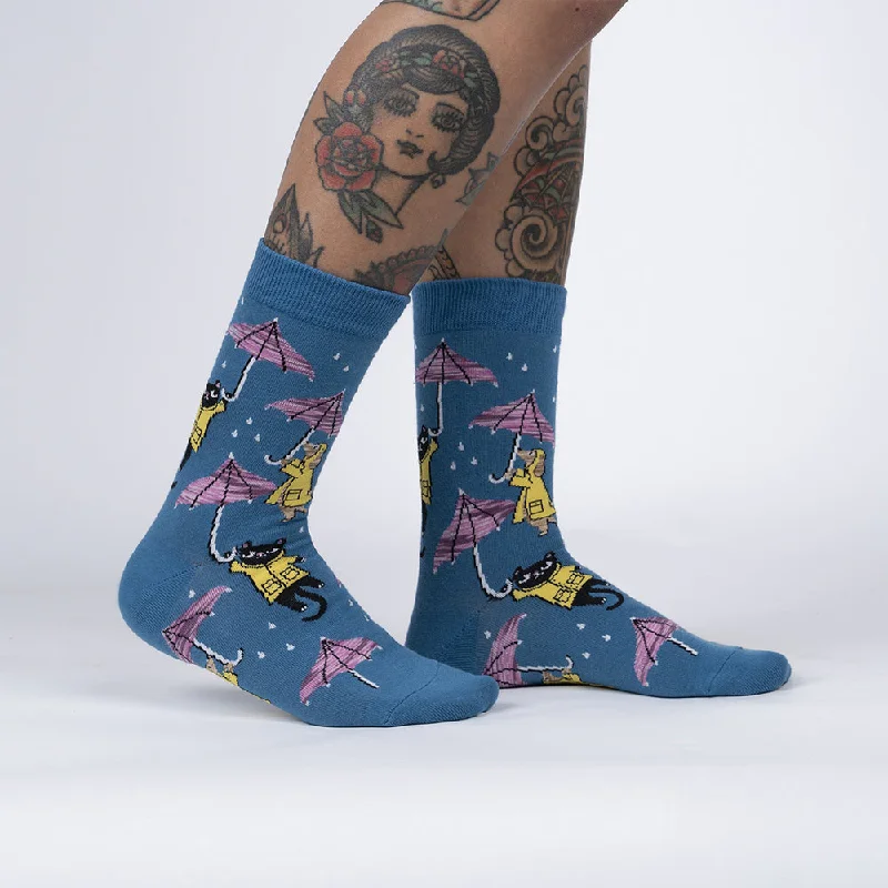 Women's ankle socks with a frilly edgeSock It To Me Women's Crew Socks - Petting In The Rain