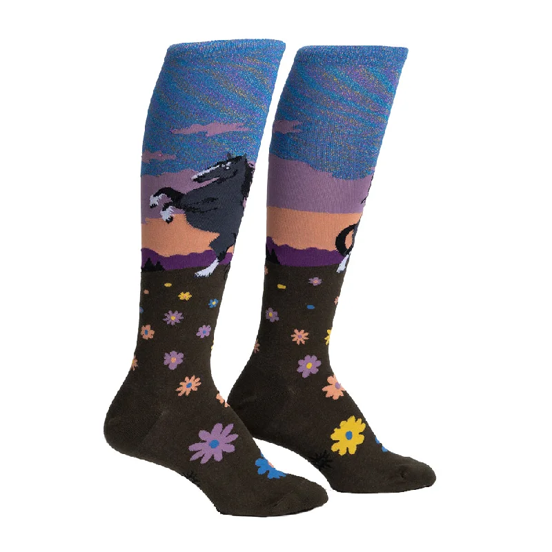 Women's ribbed knee - high socks for a classic lookSock It To Me Women's Funky Knee High Socks - Black Beauty