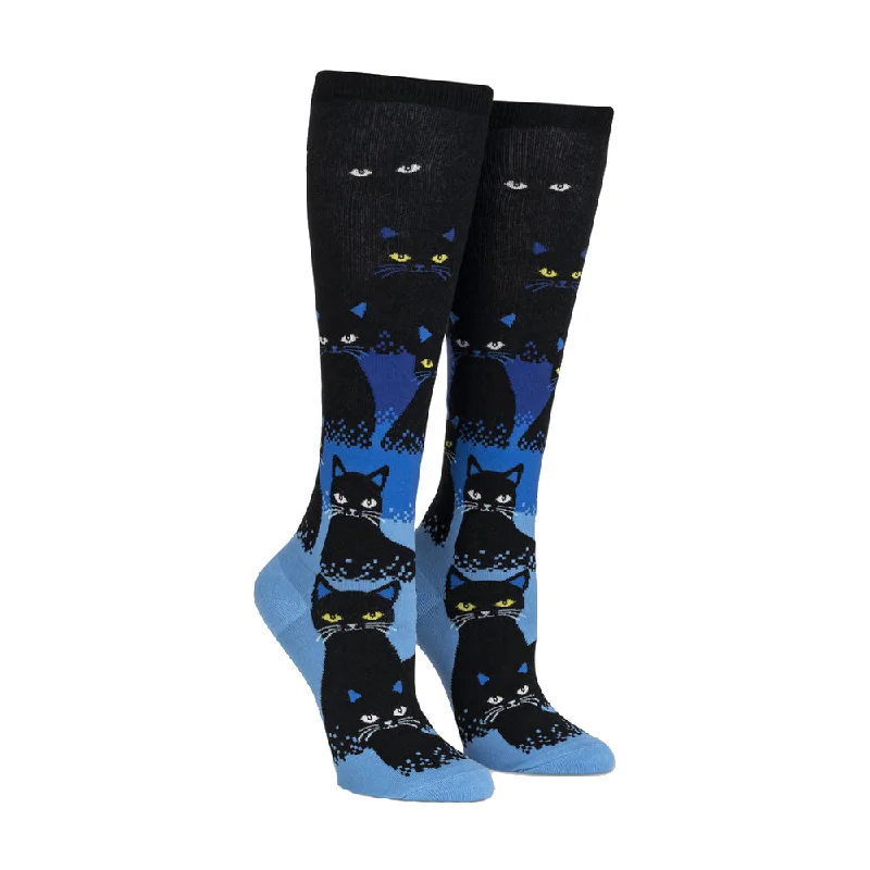 Women's nylon - reinforced socks for durabilitySock It To Me Women's Funky Knee High Socks - Cats in the Dark