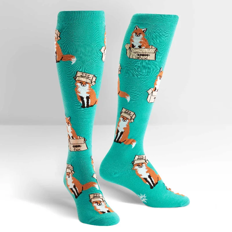 Women's cable - knit ankle socks for a cozy styleSock It To Me Women's Knee High Socks - Foxes in Boxes