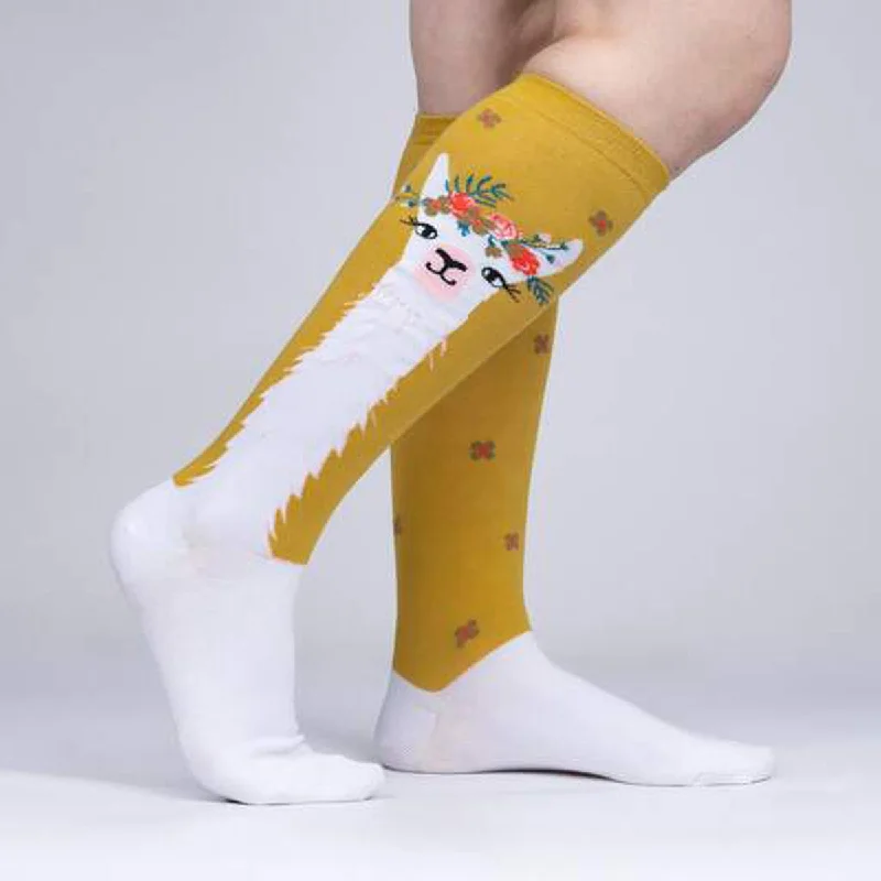 Women's no - show socks with a floral motifSock It To Me Women's Knee High Socks - Llama Queen