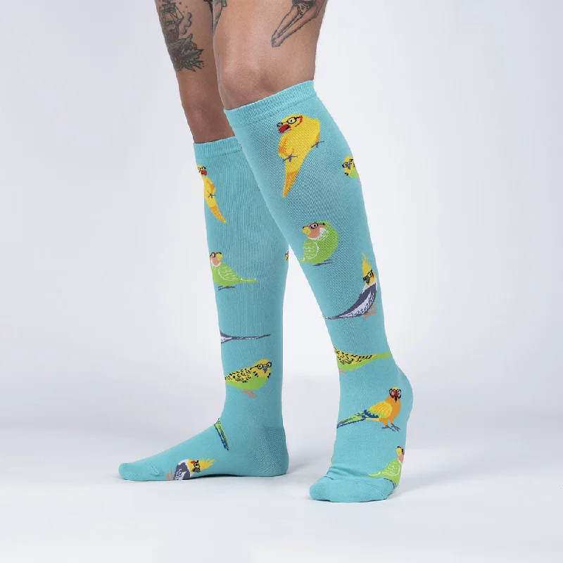 Women's knee - high socks with lace trimSock It To Me Women's Knee High Socks - Pretty Birds