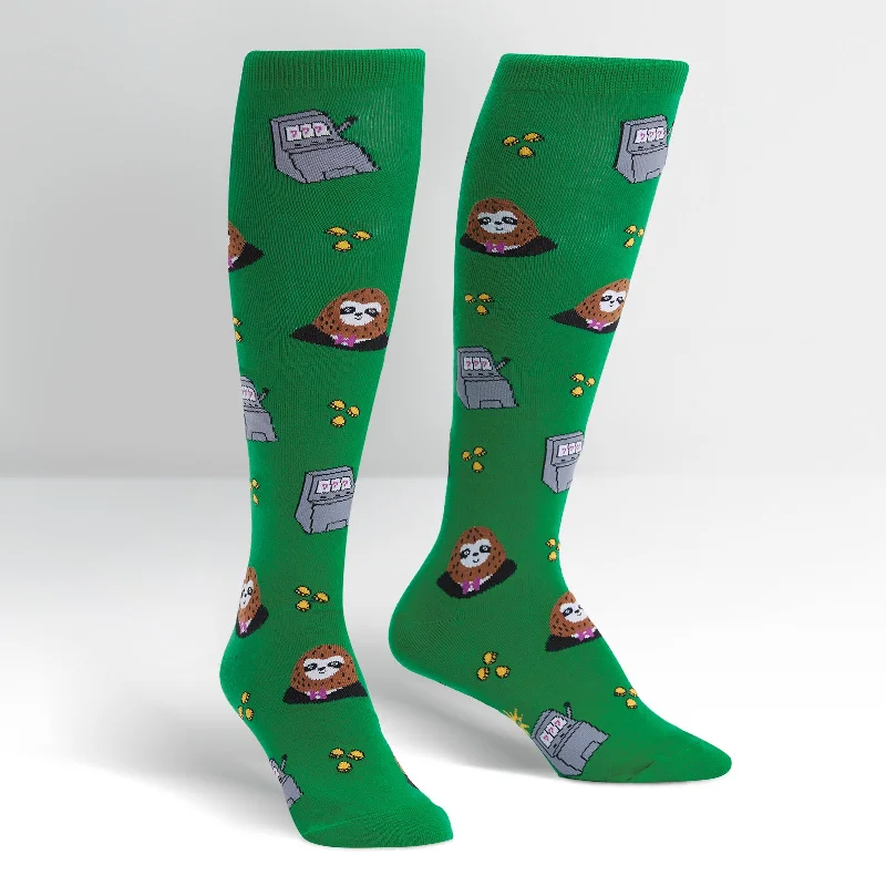 Women's knee - high socks with lace trimSock It To Me Women's Knee High Socks - Sloth Machine