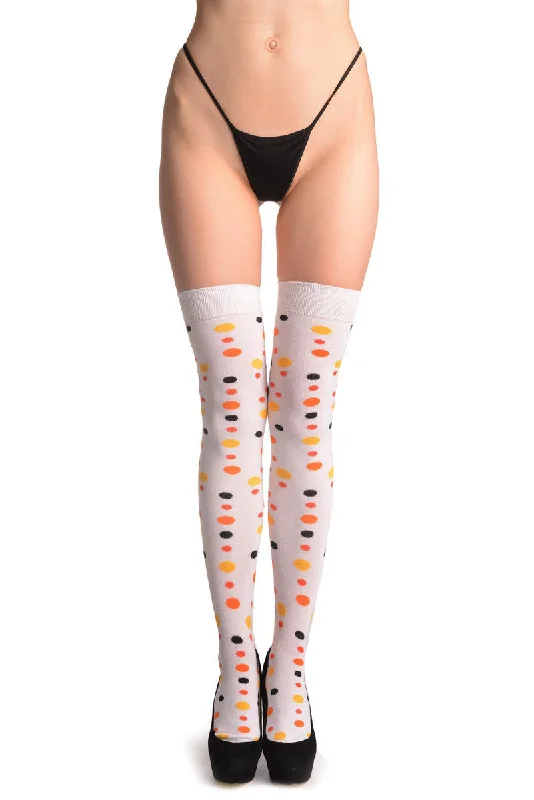 Women's cushioned sole socks for shock absorptionYellow, Orange & Black Dots On White