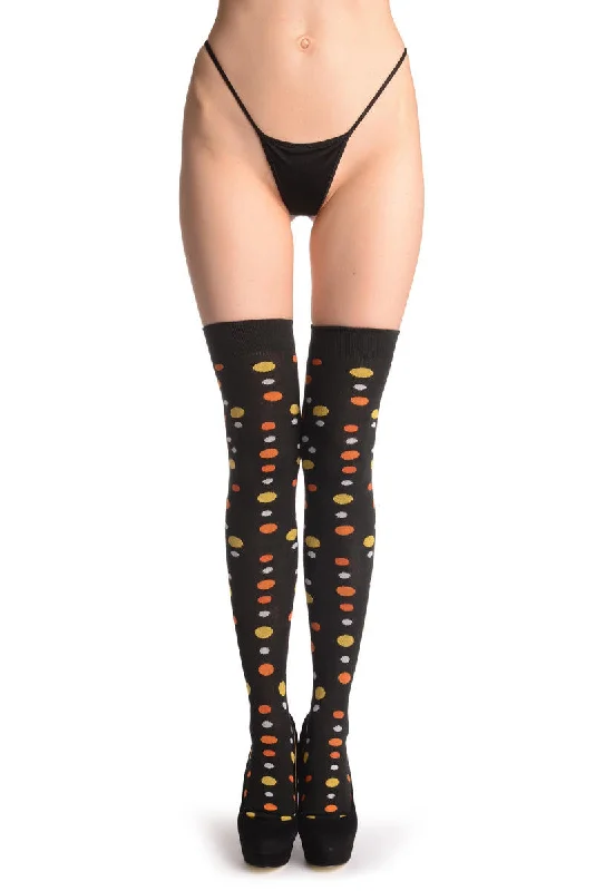 Women's silk - lined socks for a luxurious feelYellow, Orange & White Dots On Black